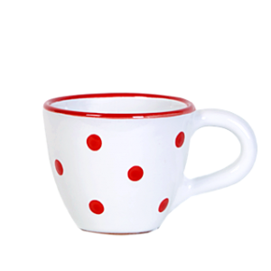 Kávés csésze fehér-piros pötty
