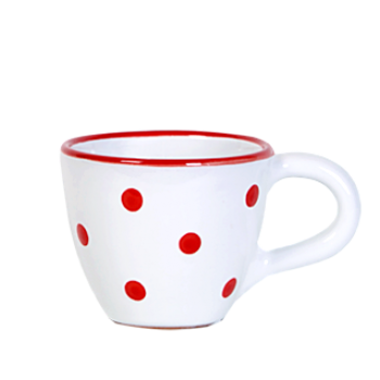 Kávés csésze fehér-piros pötty
