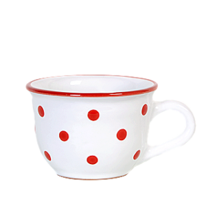 Cappuccino-teás csésze fehér-piros pötty 2,5 dl