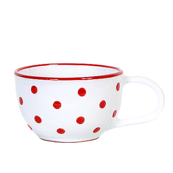 Teás csésze 3,8 dl, fehér-piros pöttyös