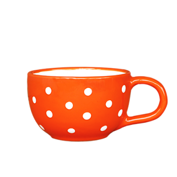 Teás csésze 3,8 dl, narancs-fehér pöttyös