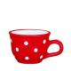 Cappuccino-teás csésze 2,5 dl, piros-fehér pöttyös