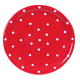 Lapos tányér, piros-fehér pöttyös
