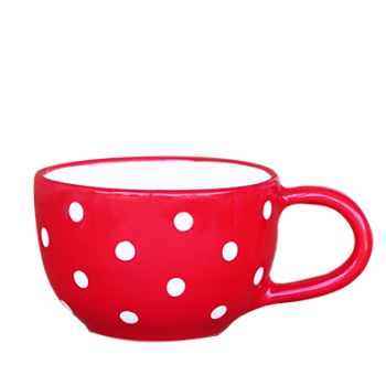 Teás csésze 3,8 dl, piros-fehér pöttyös