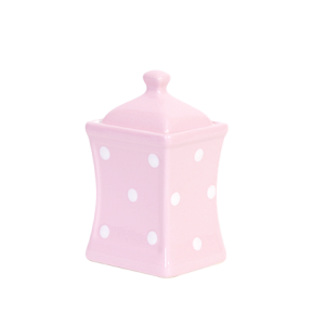 Íves fűszertartó kicsi, pasztell rózsaszín-fehér pöttyös