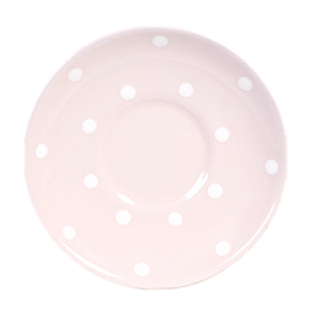 Csészealj, pasztell rózsaszín-fehér pöttyös 