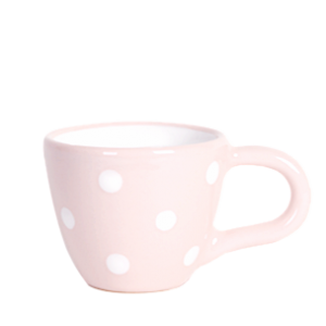 Kávés csésze pasztell rózsaszin-fehér pötty