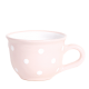 Cappuccino-teás csésze 2,5 dl, pasztell rózsaszín-fehér pöttyös