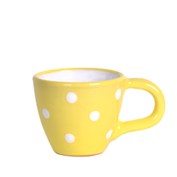 Kávés csésze pasztell sárga-fehér pötty