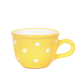 Cappuccino-teás csésze 2,5 dl, pasztell sárga-fehér pöttyös