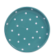 Desszertes tányér, sötét türkiz- fehér pöttyös