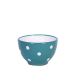 Kompótos/szószos tálka, sötét türkiz-fehér pöttyös