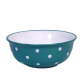 Müzlis tál nagy, sötét türkiz-fehér pöttyös