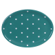 Ovális tálaló, sötét türkiz-fehér pöttyös