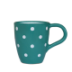 Tejeskávés bögre 3 dl, sötét türkiz-fehér pöttyös