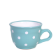 Cappuccino-teás csésze 2,5 dl, pasztell türkiz-fehér pöttyös