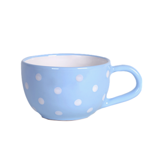 Teás csésze 3,8 dl, pasztell kék-fehér pöttyös
