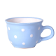 Cappuccino-teás csésze 2,5 dl, pasztellkék-fehér pöttyös
